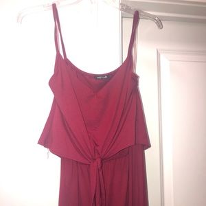 Cropped garnet/burgundy jumpsuit